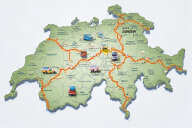 Interaktive Karte der Schweiz mit Vignettenpflicht-Zonen.